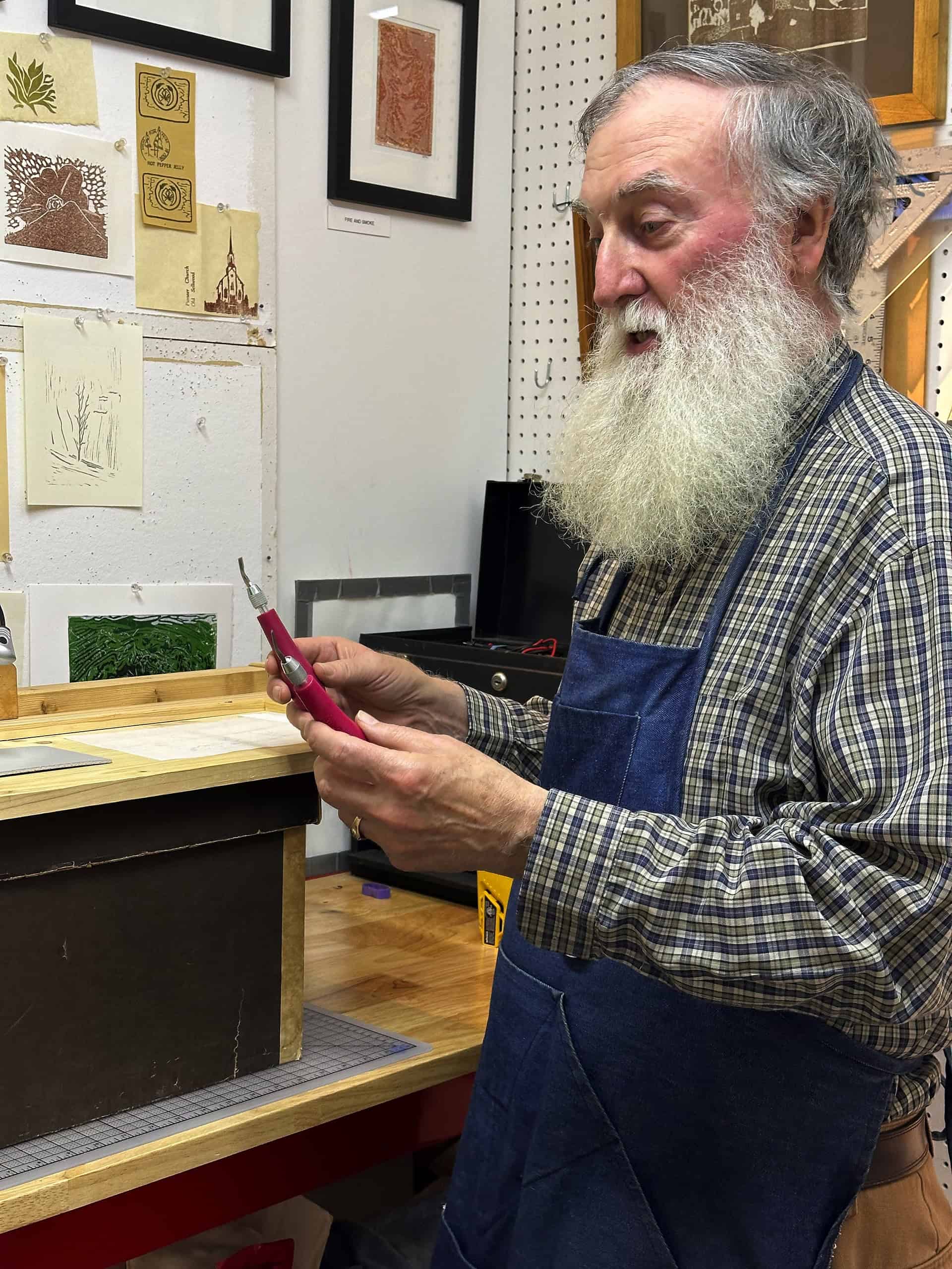 Eric Shawn in his Printmaking Studio