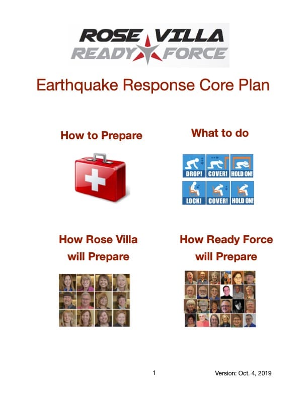 PDF document titled Earthquake Response Plan