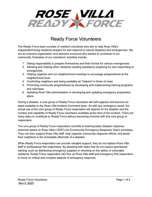 PDF Document titled Ready Force Volunteers