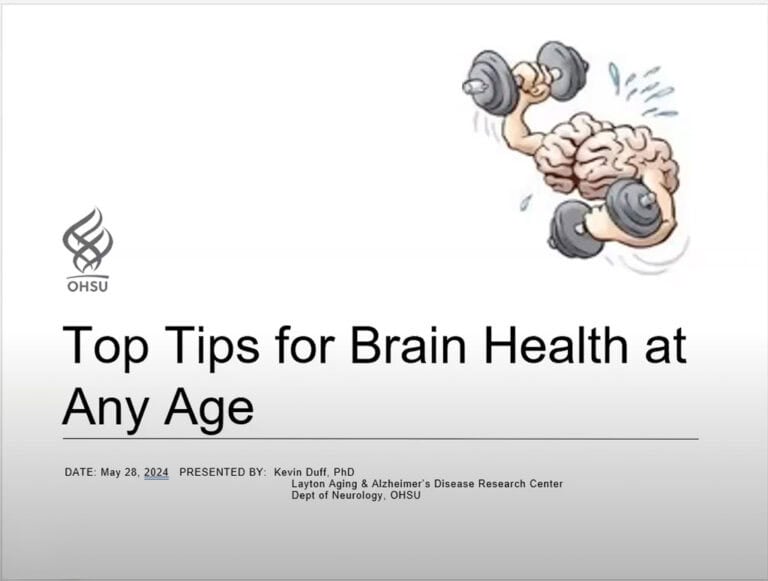 Title Slide for "Top Tips for Brain Health at Any Age"