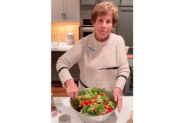 Nadine makes the salad